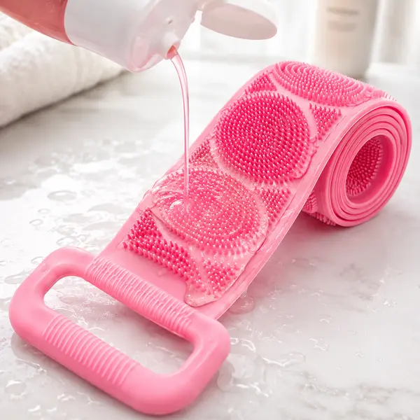 Nexsim Silicone Back Scrubber being used in the shower